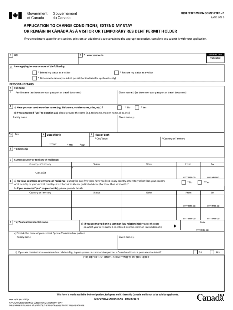 Fillable Online Application to Change Conditions, Extend My Stay or 2022
